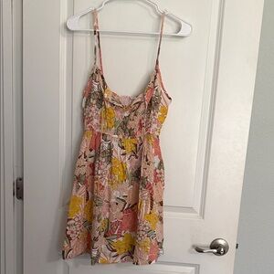 Roxy Pink, Yellow & Green Floral Mini Dress